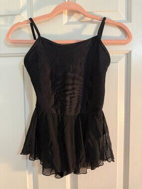 Wear Moi XS Black Ballet Skirted Leotard Dance Dress Mesh Skirt